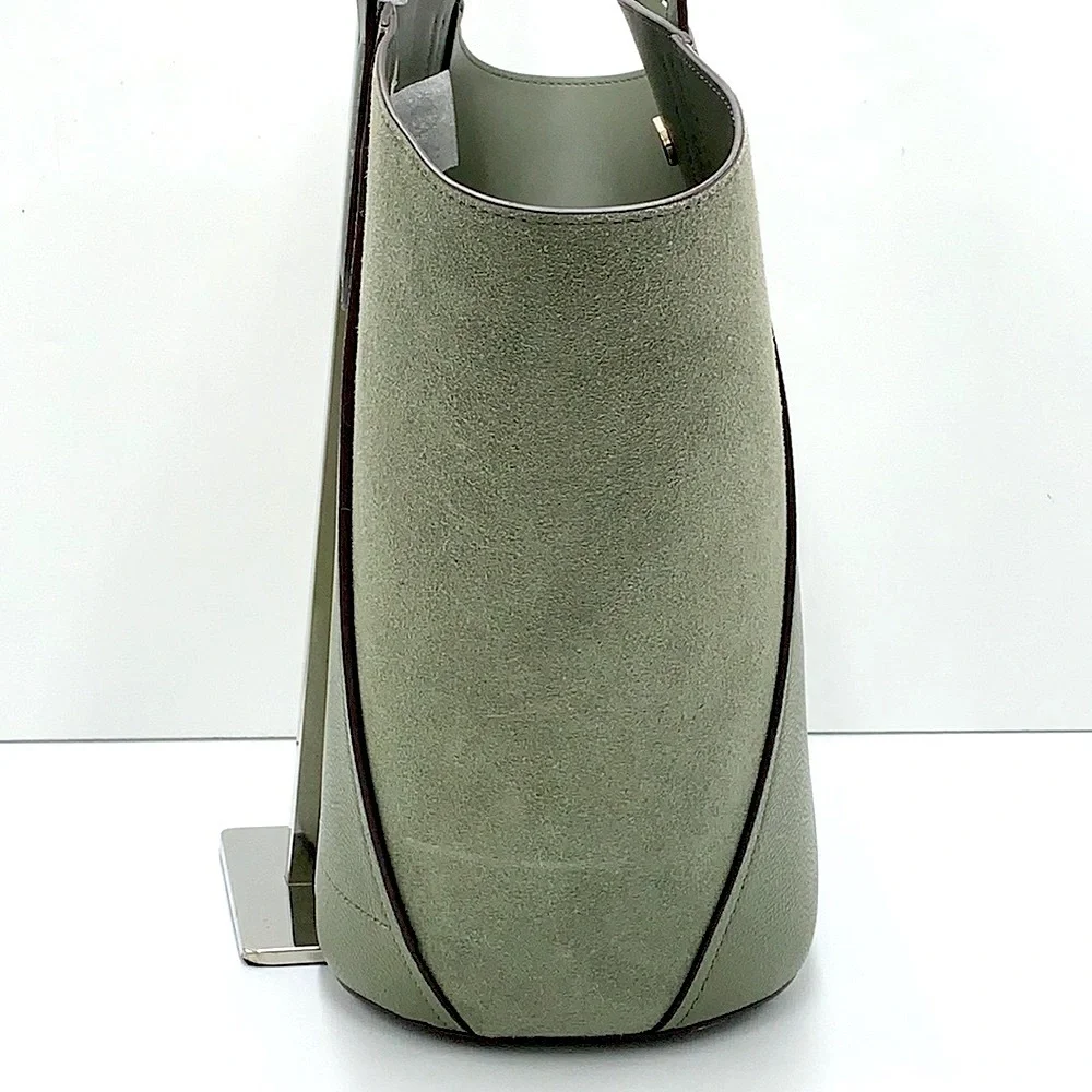 MICHAEL KORS PORTIA LARGE TOTE ARMY GREEN COLOR Pebbled leather/ suede